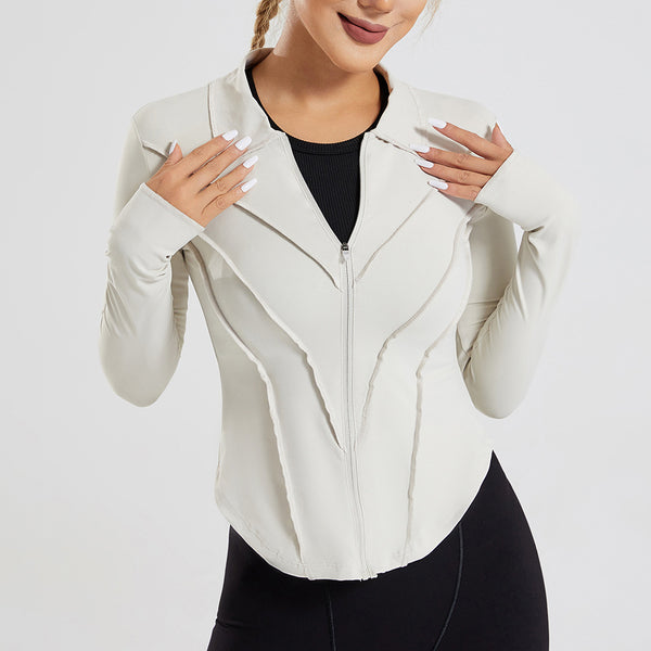 Lapel Yoga Clothes Long Sleeve Women's Zipper Jacket
